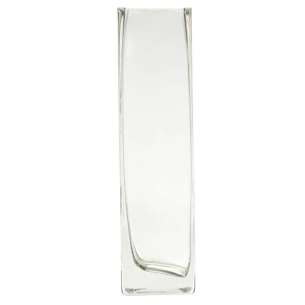 Clear Square Bud Block Glass Vase, 2 by 8-Inch